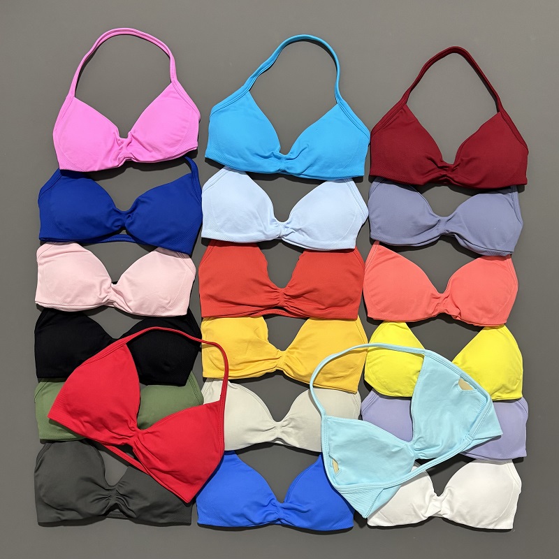 Sports Bra Racerback - เสื้อชั้นในแบบสปอร์ตสำหรับเล่นโยคะ ออกกำลังกาย วิ่ง ฟิตเนส แบบไร้สาย รองรับแรงกระแทกสูง