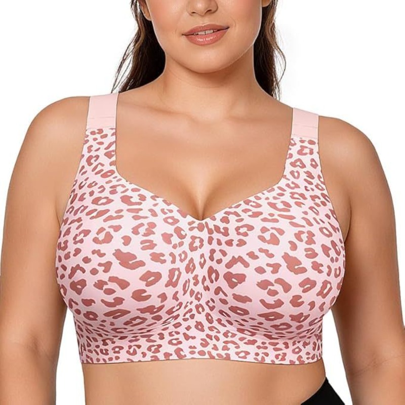 Underwire Bra Padded - บราเล็ปท์ลายเสือดาว ไม่มีโครง ไร้สาย ยกกระชับ ไร้รอยต่อ บราเต็มคัพ