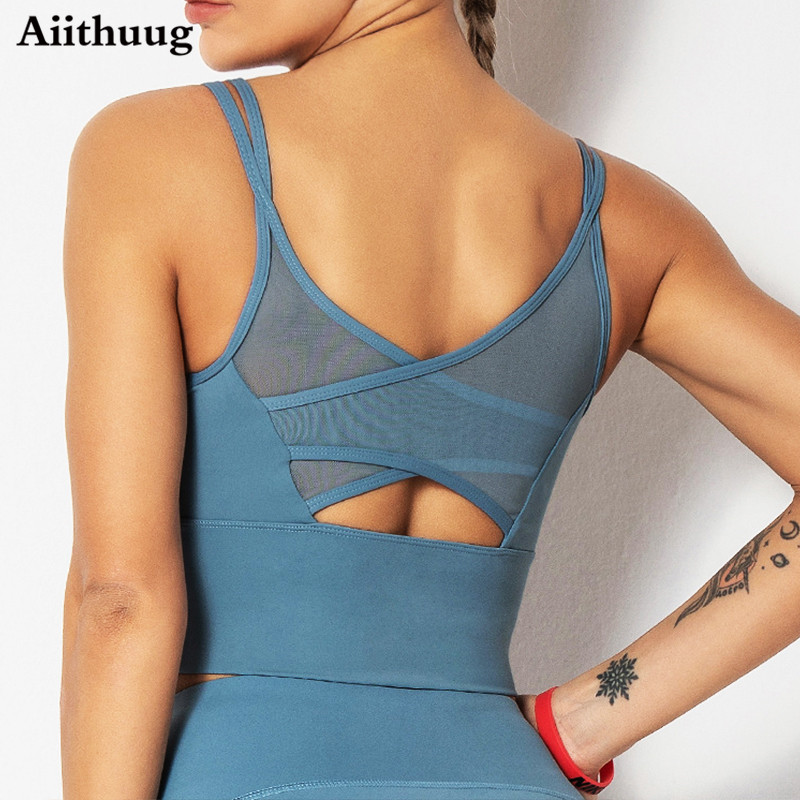 Sports Bra Racerback - Aiithuug โยคะฟิตเนสเสื้อวิ่งเสื้อกีฬา Bras ออกกำลังกาย Crop Top