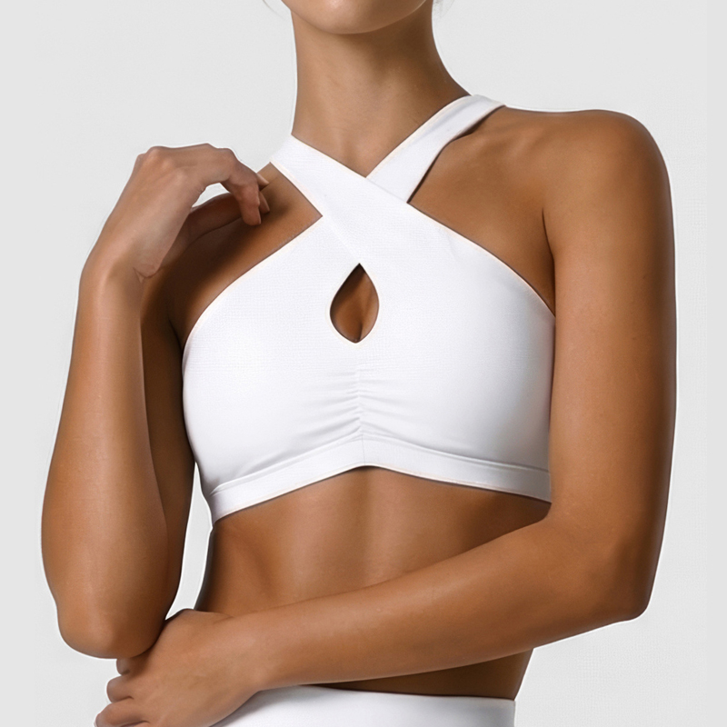 Sports Bra Racerback - ชุดชั้นในกีฬาผู้หญิงแบบนุ่ม สีพื้น บราโยคะออกกำลังกายแบบกระชับ ระบายอากาศ แห้งเร็ว เสื้อครอปฟิตเนส