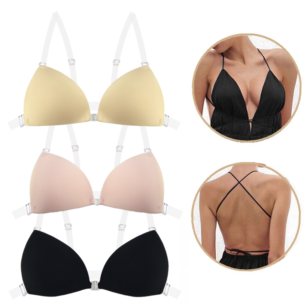 Plunge Bra Push Up - บราซิลิโคนแบบแปะสำหรับผู้หญิง ชุดแต่งงานแบบ backless บราแบบเว้าลึก ยกกระชับหน้าอก บราไร้สาย