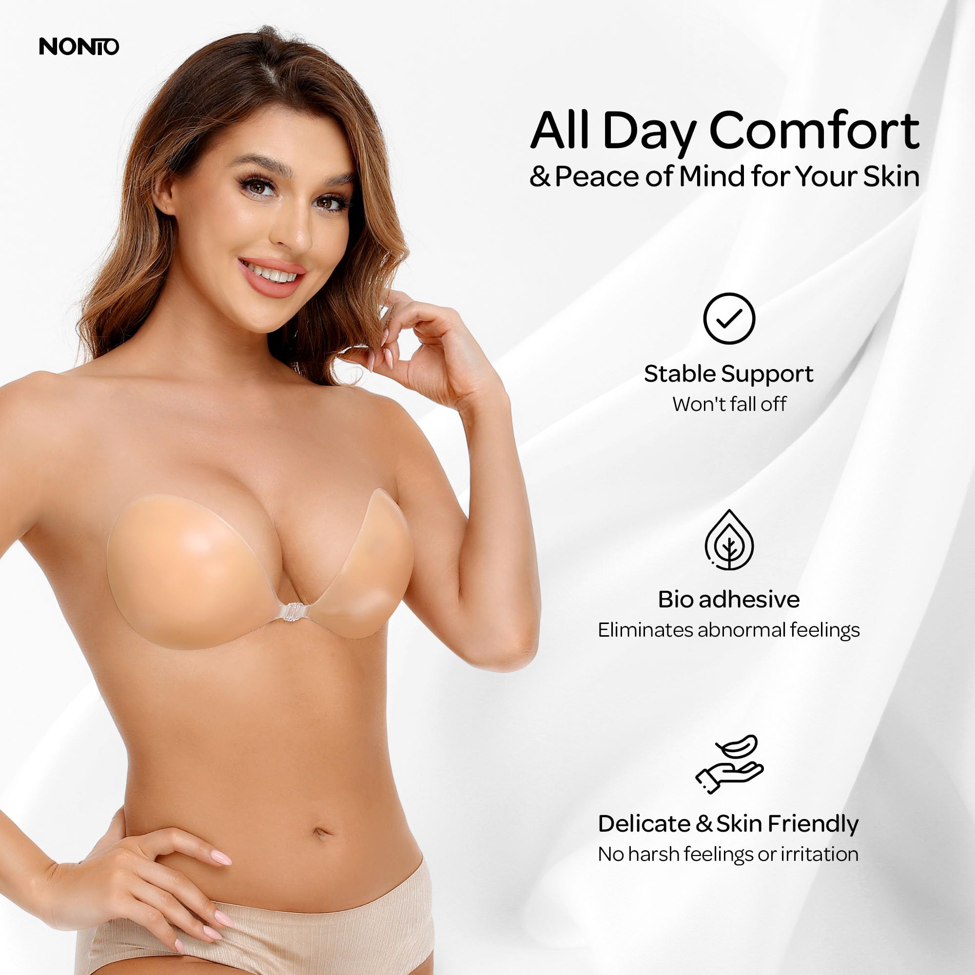 บราซิลิโคนแบบแปะไร้สาย ยกกระชั - Strapless Bra Adhesive บทวิจารณ์และราคา