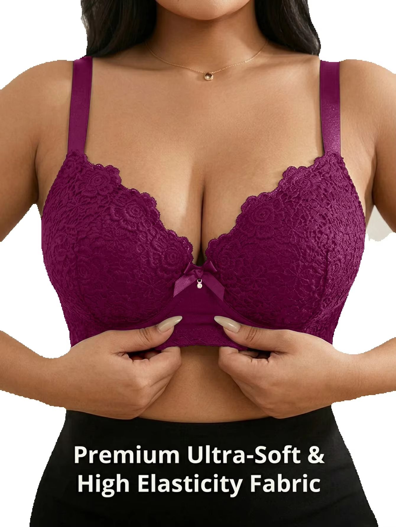 บราดันทรงสำหรับสาวพลัสไซส์ ลาย - Plunge Bra Push Up บทวิจารณ์และราคา