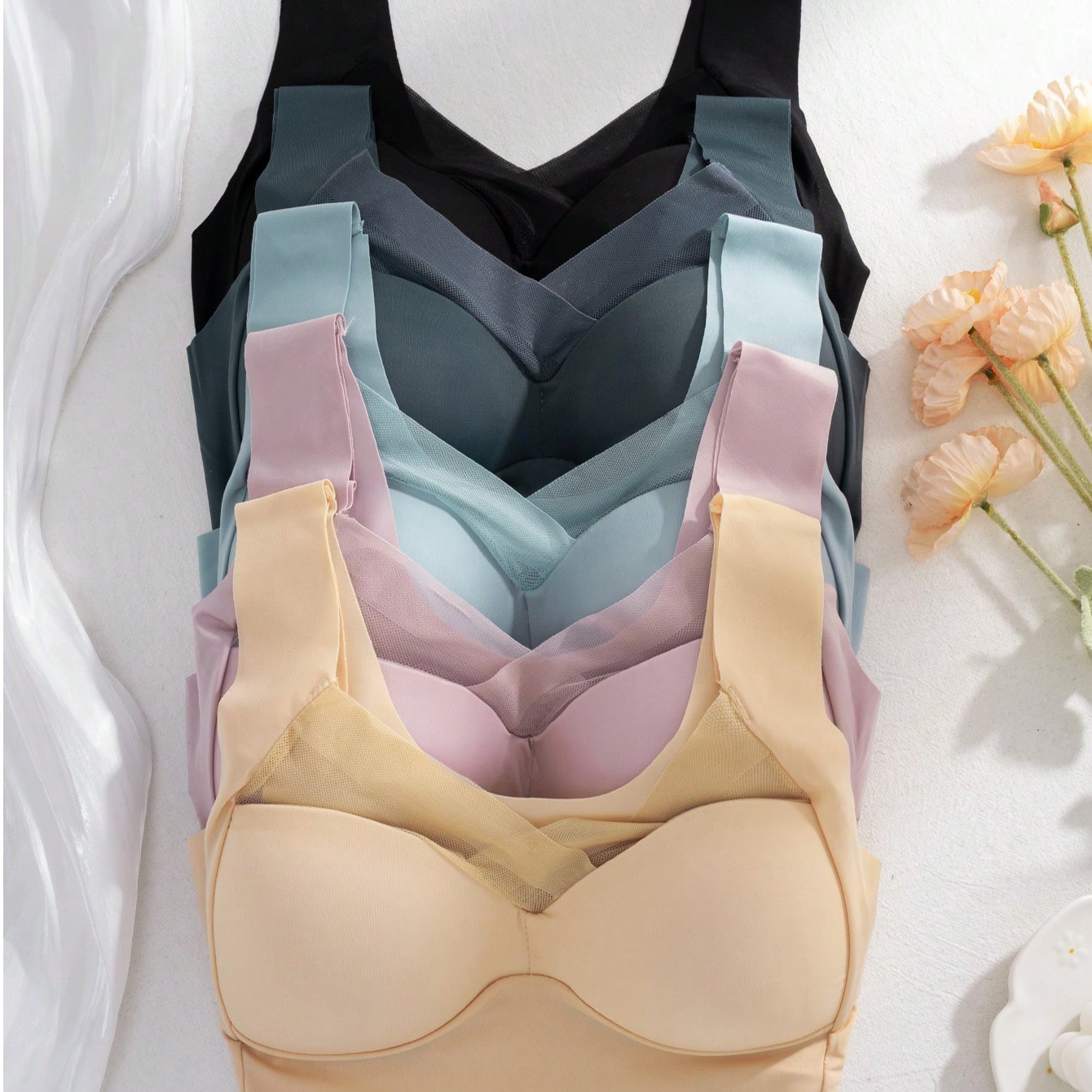 บราไร้สายผ้าไอซ์ซิลค์ไร้ตะเข็บ - Sleep Bra Bralette บทวิจารณ์และราคา