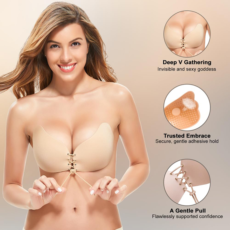 1/2คู่ผู้หญิงฤดูร้อนBackless B - Plunge Bra Push Up บทวิจารณ์และราคา